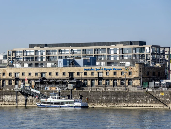 German Sport & Olympia Museum Fassade des Deutschen Sport & Olympia Museums am Rhein in KölnFacade of the German Sport & Olympia Museum on the Rhine in Cologne