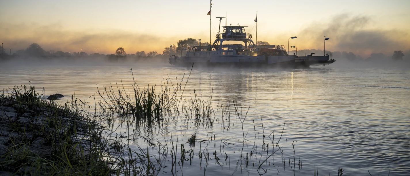 Elbfähre Tanja am frühen Morgen Elbe ferry Tanja in the early morning
