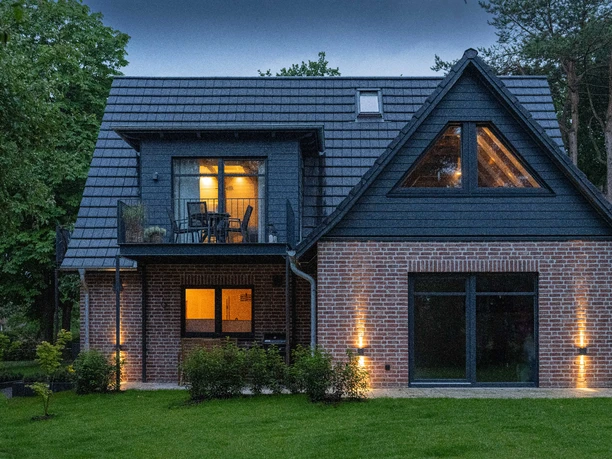 Außenansicht des Eichenallee Apartements Die Rückseite des Eichenallee Apartements