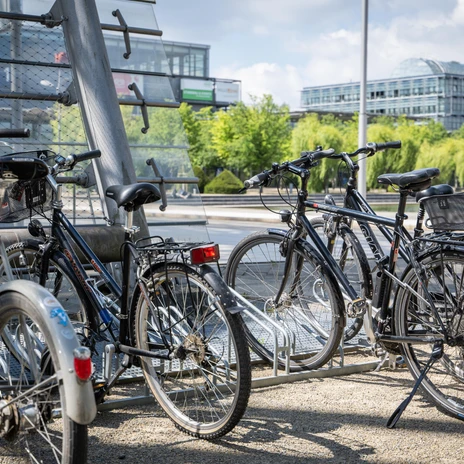 Parking spaces for bicycless at Leipziger Messe | Leipzig Convention Bureau Parking spaces for bicycless at Leipziger Messe - presented by Leipzig Convention Bureau