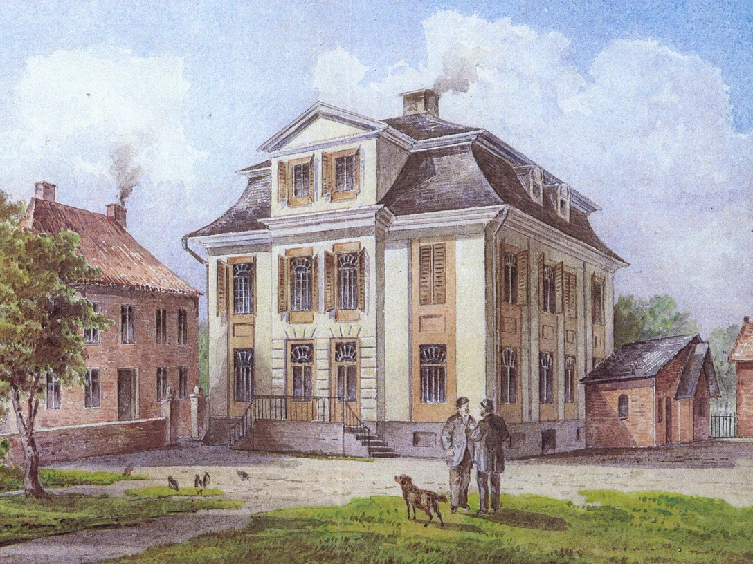 „Inspectionsgebäude in Meppen“, Aquarell von Friedrich Zeller um 1880.