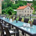 Schlosshotel Blankenburg - Terrasse mit Tafel Schlosshotel Blankenburg - Terrasse mit Tafel