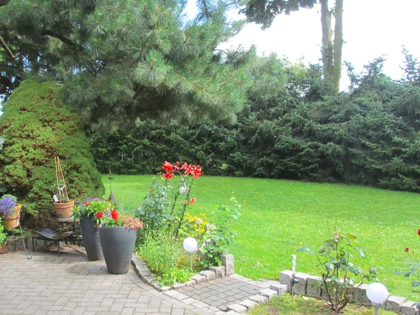 Terrasse mit Garten des Ferienhauses "Kleine Auszeit" Terrasse mit Garten des Ferienhauses "Kleine Auszeit"