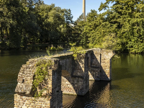 Colonius Colonius-Turm überragt Parklandschaft bei klarem Himmel