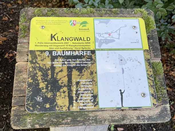 Klangwald Schild Baumharfe