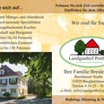Werbeflyer des Landgasthofs Potthoff mit Bildern des Gebäudes und Informationen zu Angeboten.