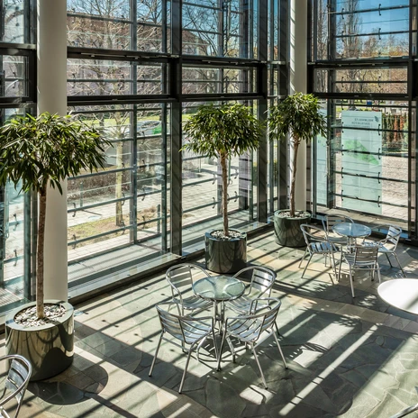 Leipziger KUBUS: entrance area of the venue for your meeting & conference in Leipzig