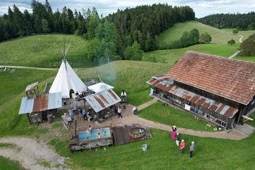Ausblick auf das Tipi in Romoos
