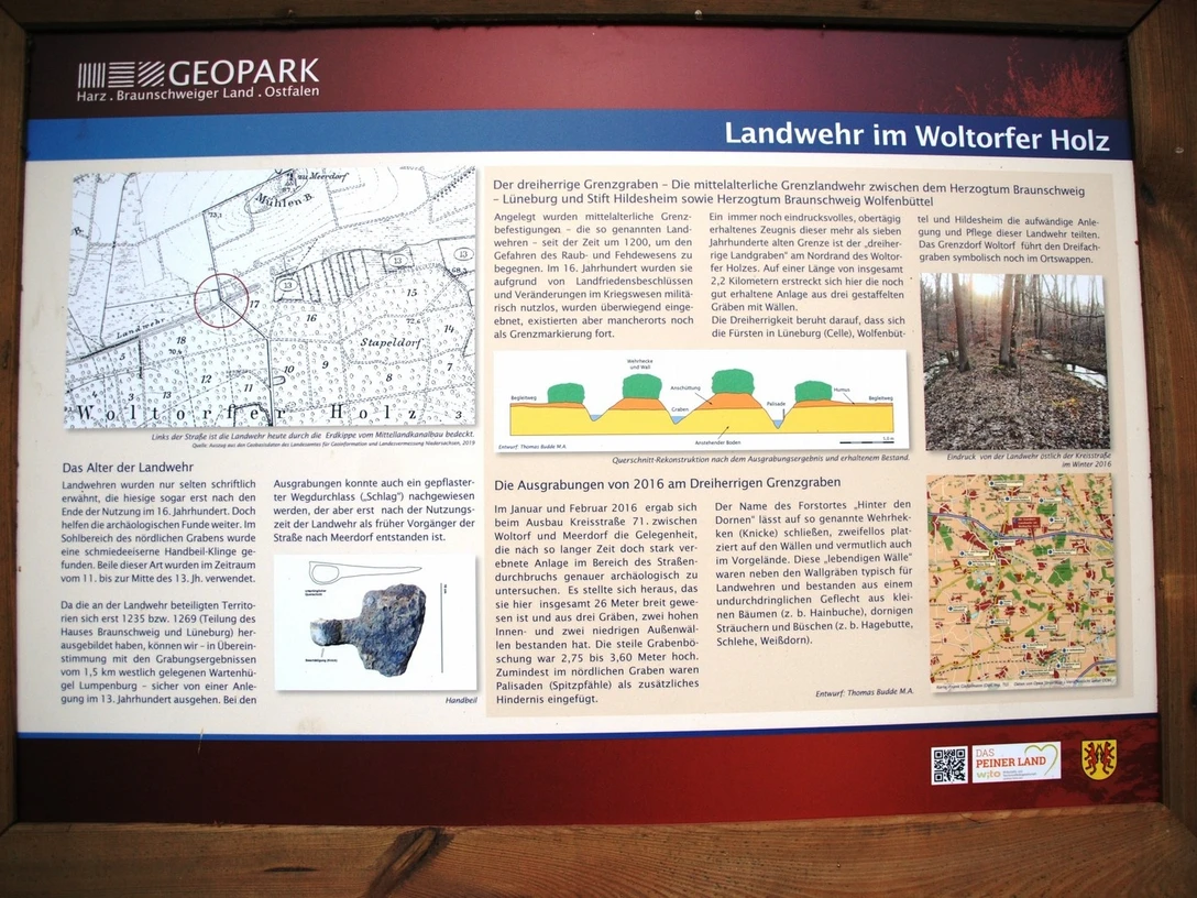 Geopark Schild Landwehr Woltorfer Holz