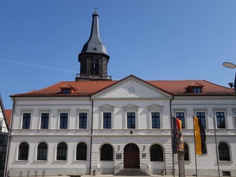 Rathaus Haldensleben mit reitendem Roland und St. Marien
