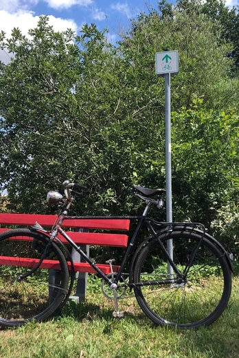 Bank mit Fahrrad