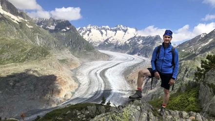 Wanderleiter Werner Salzmann am Grossen Aletschgletscher