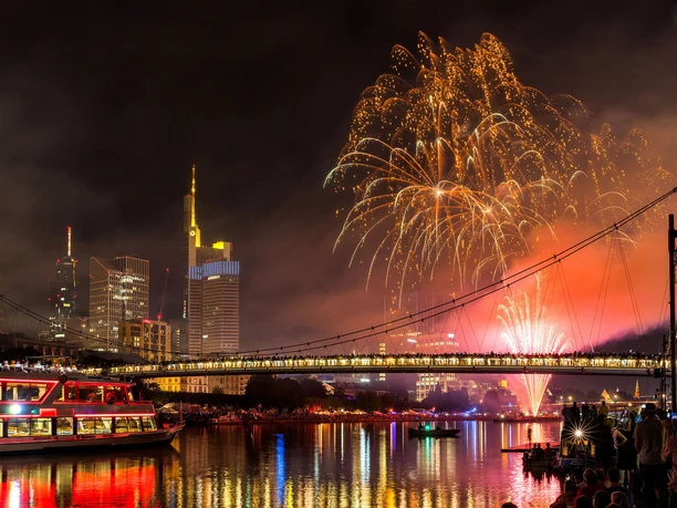 Museumsuferfest-Abschlussfeuerwerk-Frankfurt-Skyline-Holbeinsteg-Feuerwerk-Nacht-Main