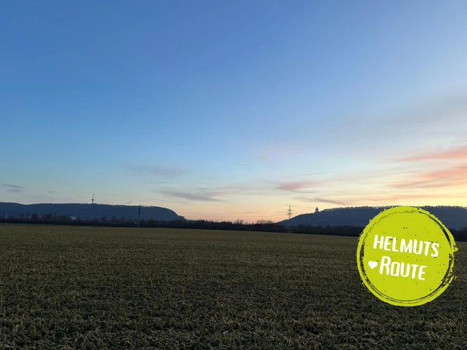 Das Bildt zeigt ein Feld und in der Ferne das Weser- und Wiehengebirge.
