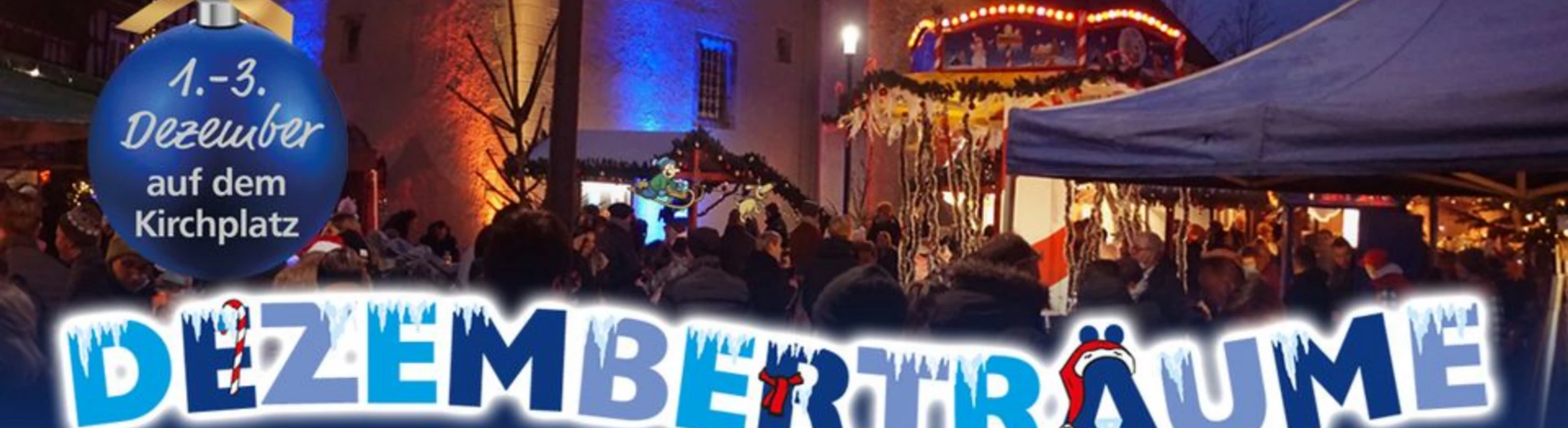 Rahdener Dezemberträume Weihnachtlicher Markt mit Lichtern und Ständen auf einem Platz, Besucher genießen die Dezemberträume.Christmas market with lights and stalls on a square, visitors enjoy the December dreams.Julemarked med lys og boder på et torv, hvor de besøgende nyder decemberdrømmene.Kerstmarkt met lichtjes en kraampjes op een plein, bezoekers genieten van de decemberdromen.