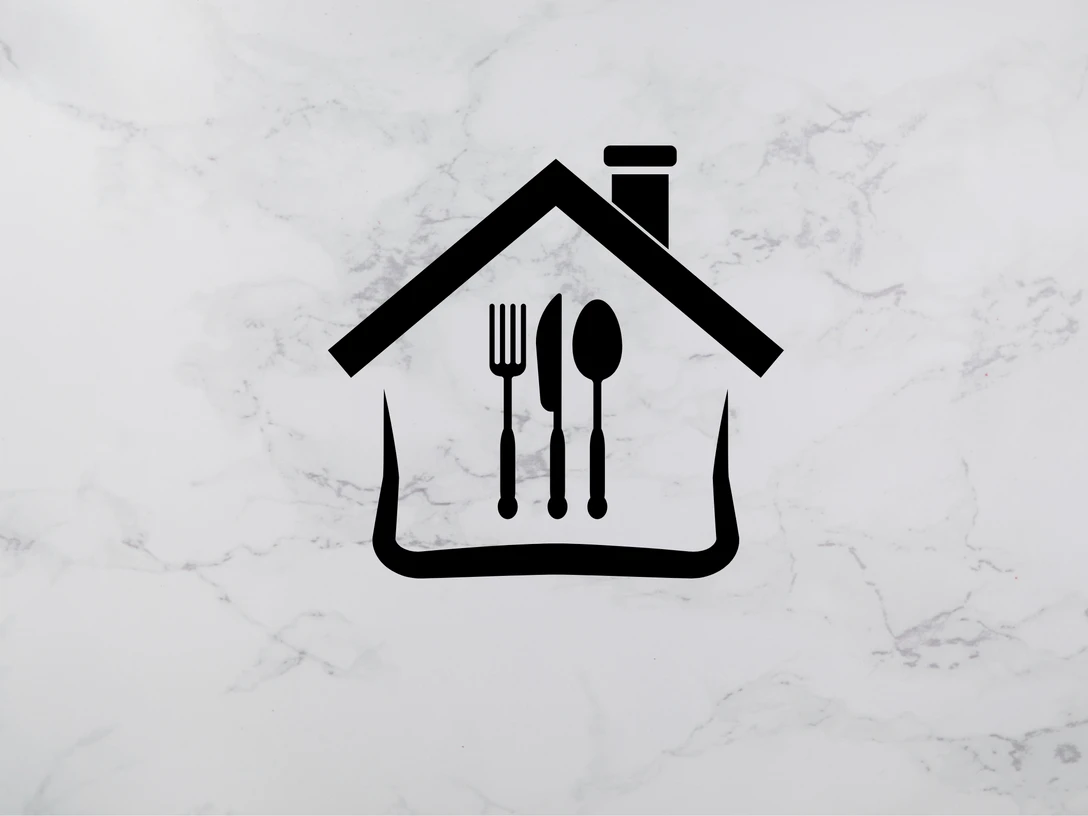 Gastronomiebetriebe Horn-Bad Meinberg_©GesUndTourismus Horn-Bad Meinberg GmbH Ein Symbol eines Hauses mit Besteck auf Marmorhintergrund, symbolisiert ein Restaurant.
