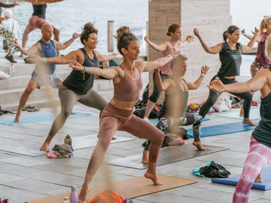 Yoga lesson for groups