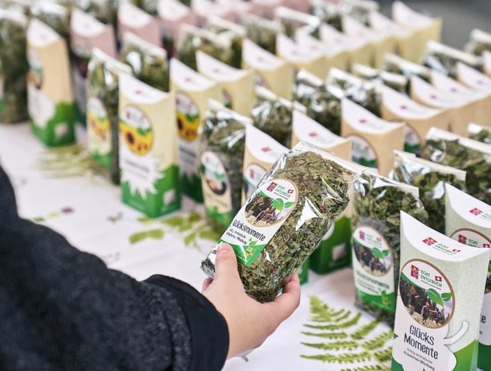 Sale at the wild plant and herb market in Escholzmatt