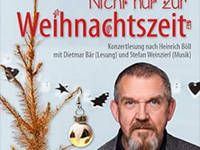 Weihnachtlich dekoriertes Poster mit trockenem Ast, Dietmar Bärs Porträt und leuchtend rotem Schriftzug.