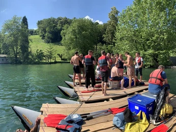 Catamaran raft building team challenge