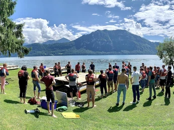 Catamaran raft building team challenge