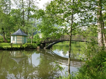 Insel mit Brücke im Schloßpark