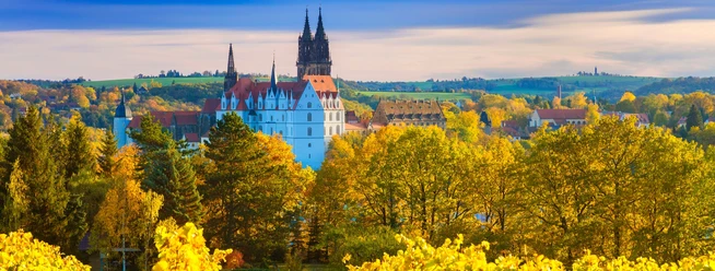 Blick vom Gut Proschwitz auf Meissen