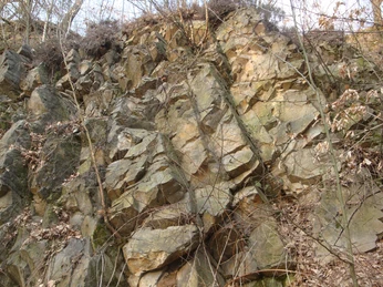 Bruchfläche des Grauwacke-Steinbruchs