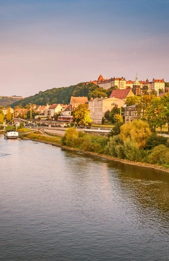 Pirna - Blick von der Elbbrücke Richtung Altstadt und Sonnenstein