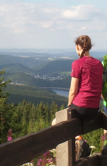 Blick vom Auersberg auf das Köhlerdorf Sosa