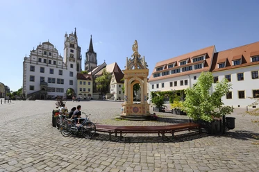 Rast auf dem Oschatzer Marktplatz