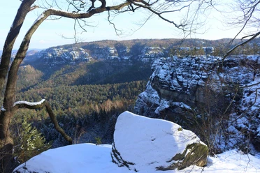 Blick ins Schrammsteingebiet