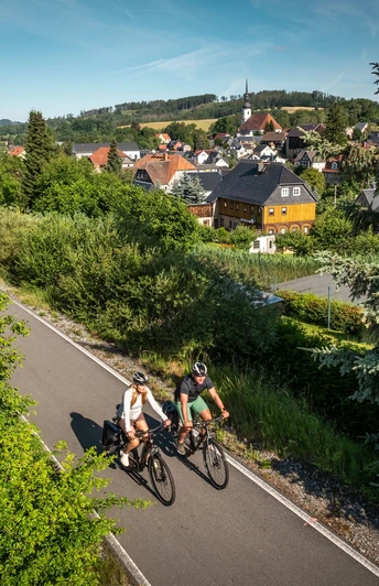 Blick vom Bahnradweg Oberlausitz nach Cunewalde