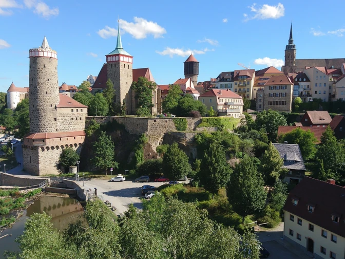Bautzens Altstadt mit Michaeliskirche und Alter Wasserkunst