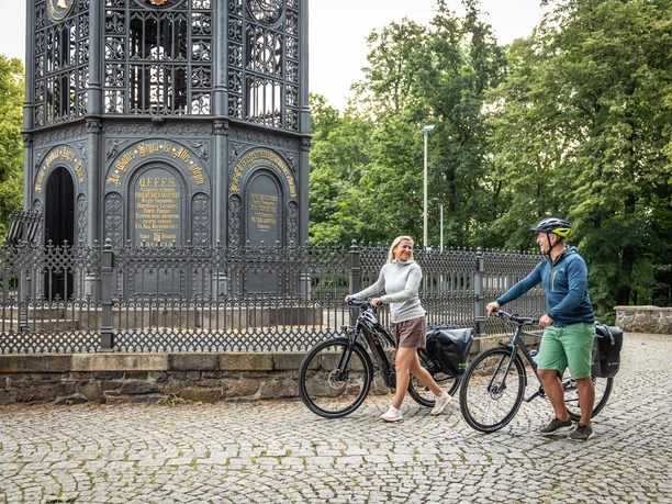 Fahrradfahrer auf dem Löbauer Berg