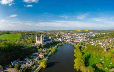 Blick auf Rochlitz mit Schloss Rochlitz an der Zwickauer Mulde