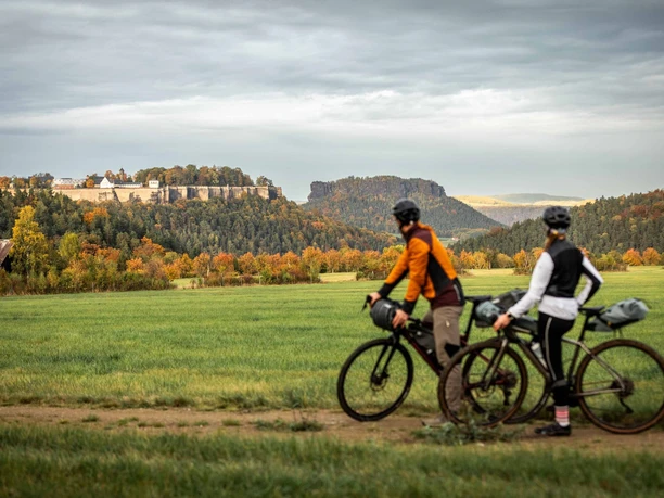 Blick auf die Festung Königstein und den Lilienstein