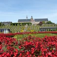 Blick auf Kloster Kamp vom Terrassengarten aus