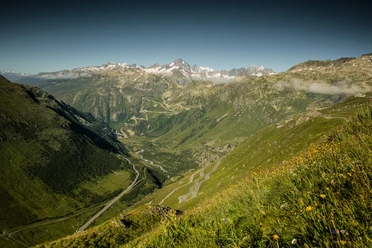 Aussicht vom Furkapass Richtung Gletsch