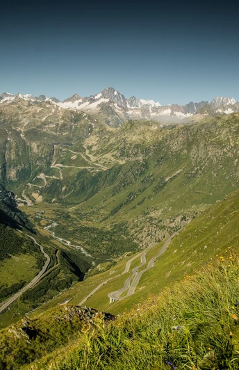 Aussicht vom Furkapass Richtung Gletsch