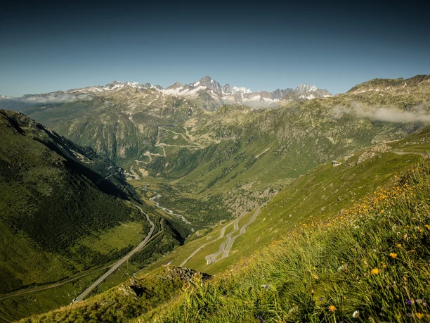 Aussicht vom Furkapass Richtung Gletsch