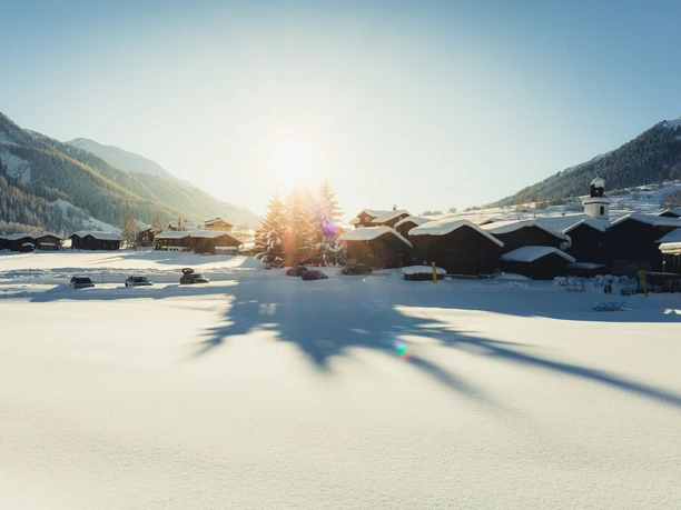 Sonnenuntergang im Bergdorf Geschinen