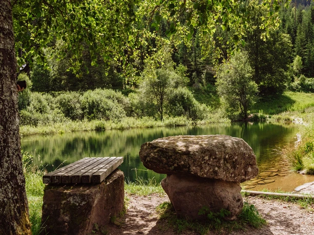 Sitzgelegenheit am Märtesweiher in Klosterreichenbach