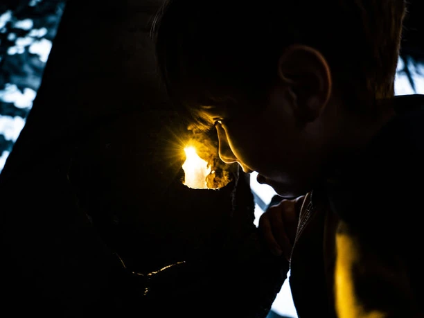 Der Lichtschein verlockt dazu, diese Baumhöhle einmal näher zu betrachten.