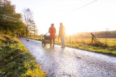 Wanderung mit Kinderwagen und Hund am Hochmoor