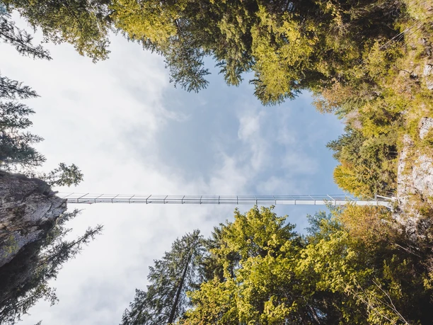 Die 65 Meter lange Hängebrücke Chessimätteli im Chessiloch Flühli