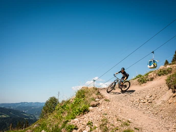 Auf dem mit Mulden und Wellen gestalteten Flowtrail kann jedermann fast ohne zu bremsen zur Talstation Marbach rollen.