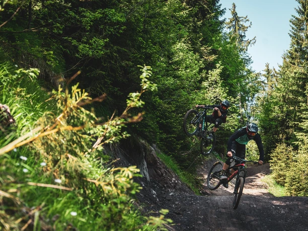 Der Clientis Flowtrail Marbachegg bietet eine abwechslungsreiche Strecke mit vielen spielerischen Elementen