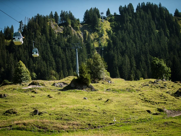 Ein weiteres Plus: Unten angekommen geht es ganz bequem mit der Gondelbahn wieder rauf auf die Marbachegg.
