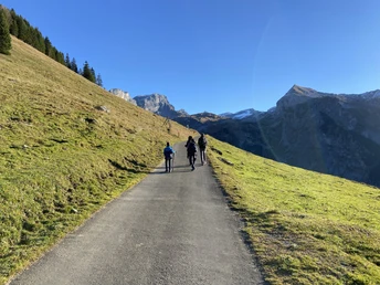 Der Weg führt ab Brunni Ristis zuerst auf Asphalt auf dem Nidwalder Höhenweg